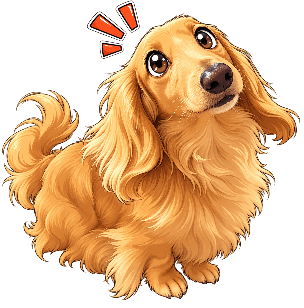Illustrated portrait of Cooper the dachshund